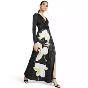 Altuzarra For Target Small Maxi Dress Black Floral Print V-neck Slit Formal